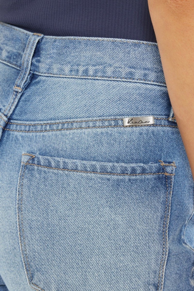 Kancan High Waist Chewed Up Straight Mom Jeans - Bottoms Sale
